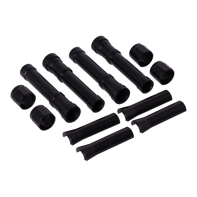 Dippert, Shovel Aluminum Pushrod Cover Set. Blsck Pushrod Covers Dippert