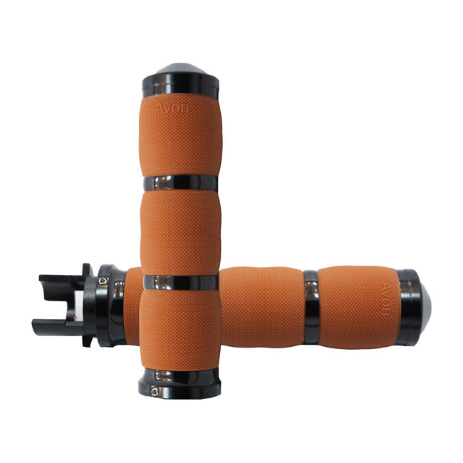 Avon air cushioned grips black anodized tan GRIPS Avon Grips