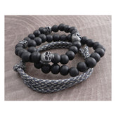 Ami Gaz Paracord & Skull Bead Bracelet Set Biker Jewelry Amigaz