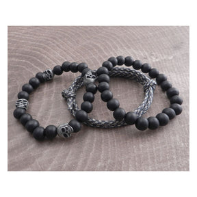 Ami Gaz Paracord & Skull Bead Bracelet Set Biker Jewelry Amigaz