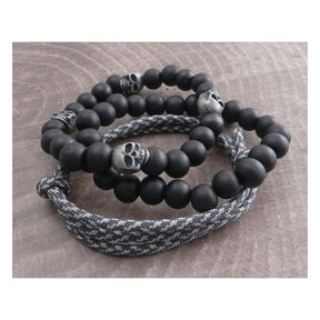 Ami Gaz Paracord & Skull Bead Bracelet Set Biker Jewelry Amigaz