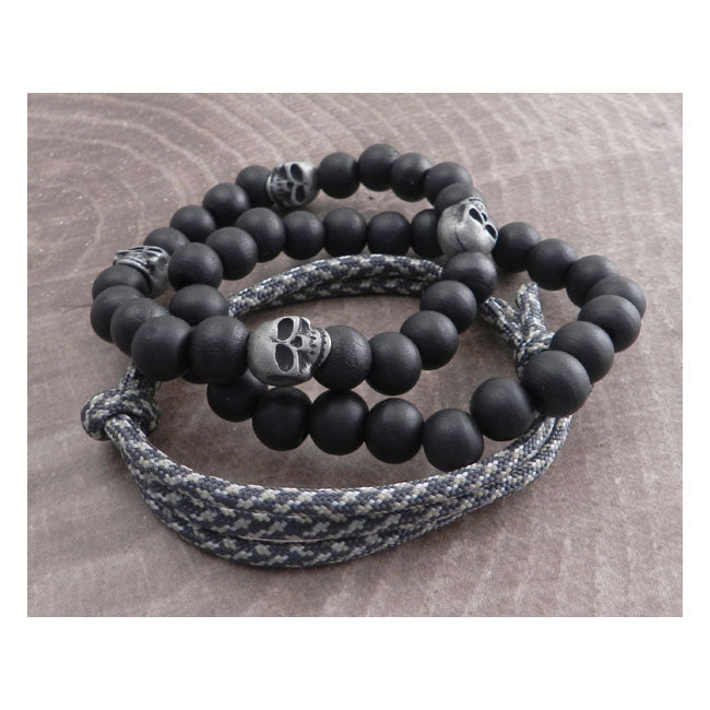 Ami Gaz Paracord & Skull Bead Bracelet Set Biker Jewelry Amigaz