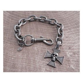 Ami Gaz Link Hack Bracelet Maltese Cross Skull Biker Jewelry Amigaz