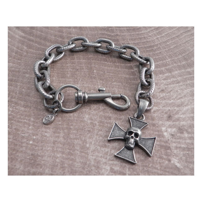 Ami Gaz Link Hack Bracelet Maltese Cross Skull Biker Jewelry Amigaz