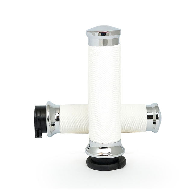 Avon Custom Contour grips, chrome/white GRIPS Avon Grips