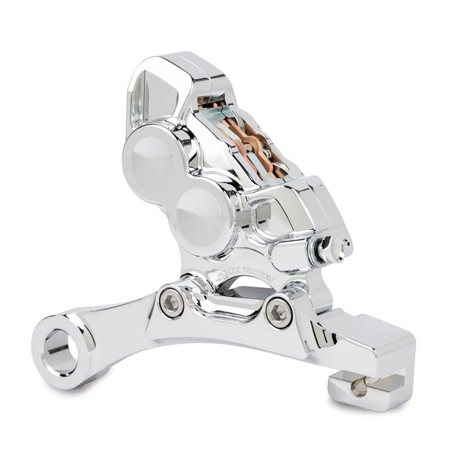 11.8" 4-Piston Rear Brake Calipers & Brackets, Chrome - 08-17 Dyna Brake Calipers With Bracket Arlen Ness