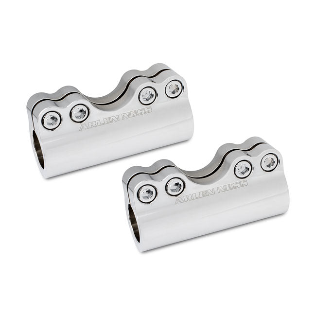 Arlen Ness Modular Adjustable Handlebar Clamps 1-1/4", Chrome Handlebar Adapters Arlen Ness