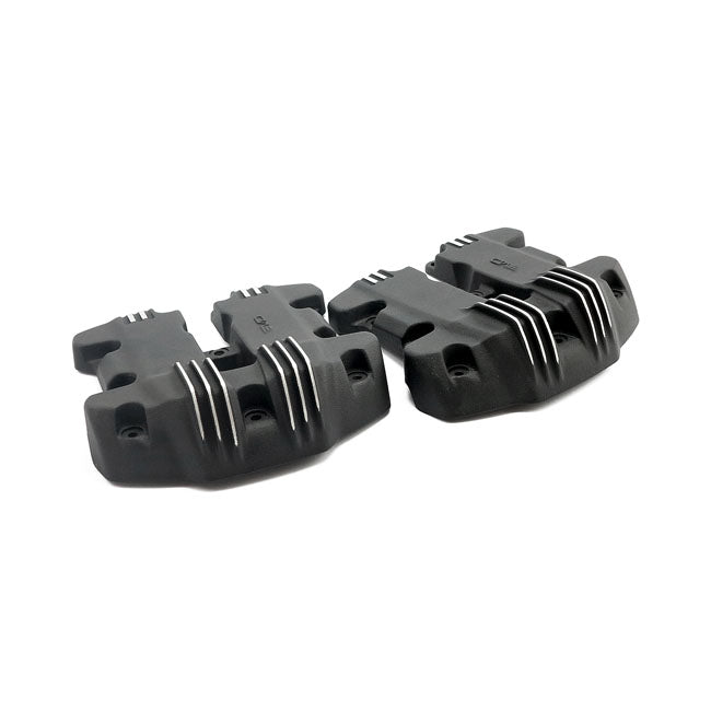 Emd, ''Ribbed Style'' Rocker Cover Set. Black Cut Rocker Covers Emd