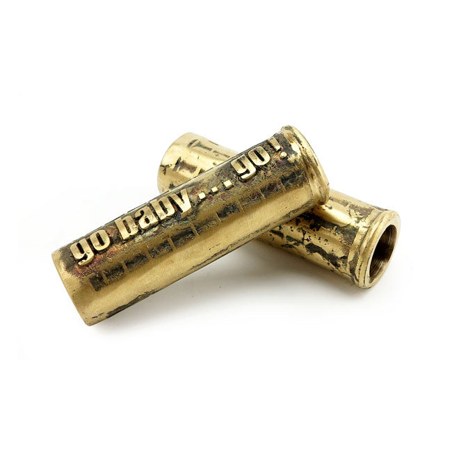 Wannabe Choppers Casted Grips "Go Baby.Go" Brass 1" Grips Wannabe Choppers