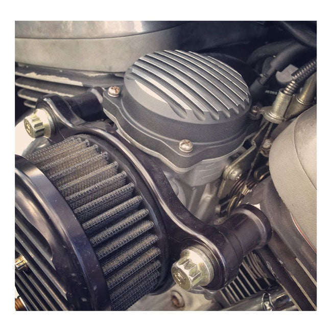 Motone, Cv Carburetor Top Cover. Finned/Rippled. Black Carbs Cv Repl Parts Motone