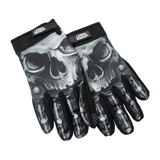 Lt Biomechanical Skull Gloves Black Gloves Lethal Threat