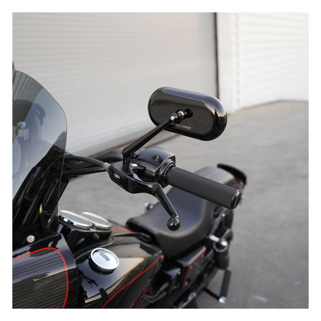 Left Forged Oval Mirror, Black Mirrors Arlen Ness