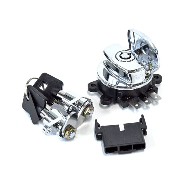 Flhr Ignition Switch & Saddlebag Lock Kit. Chrome Switches Ignition Mcs
