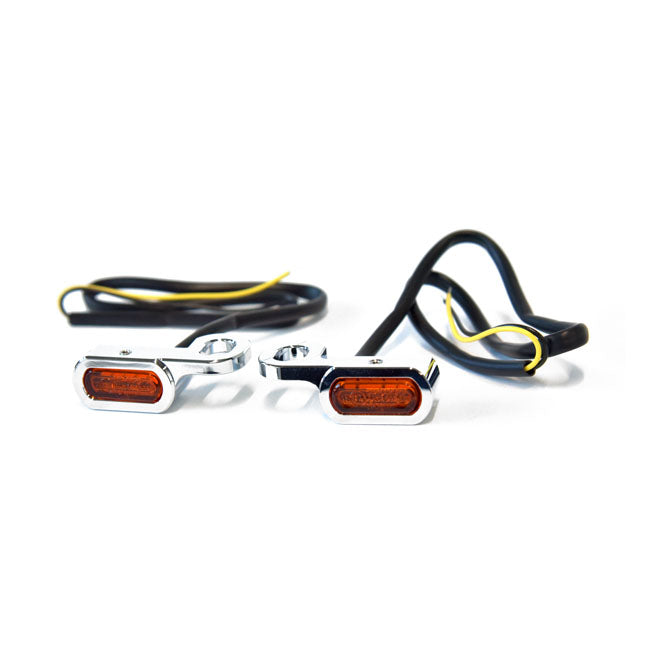 Fastline, Below Bar Led Turn Signal Set. Chrome Turn Signals Led Mcs