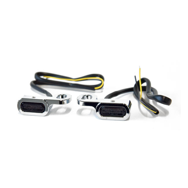 Fastline, Below Bar Led Turn Signal Set. Chrome Turn Signals Led Mcs