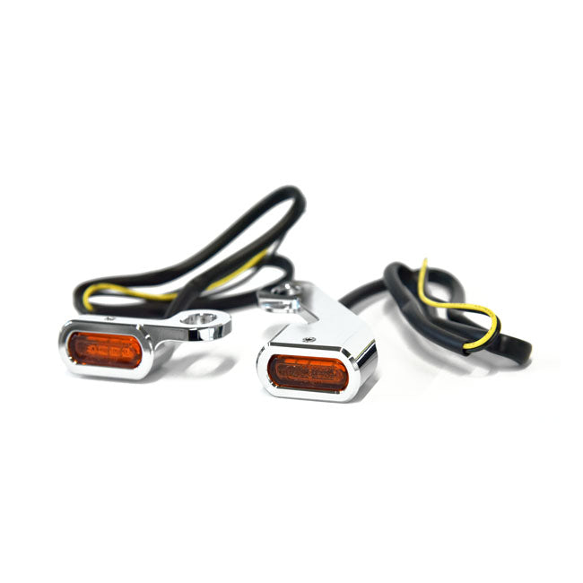 Fastline, Below Bar Led Turn Signal Set. Chrome Turn Signals Led Mcs