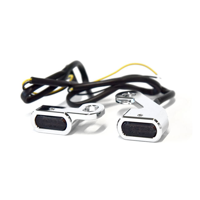 Fastline, Below Bar Led Turn Signal Set. Chrome Turn Signals Led Mcs