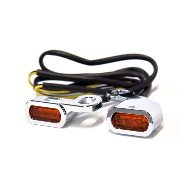 Fastline, Below Bar Led Turn Signal Set. Chrome Turn Signals Led Mcs