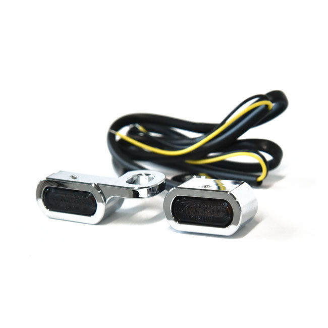 Fastline, Below Bar Led Turn Signal Set. Chrome Turn Signals Led Mcs
