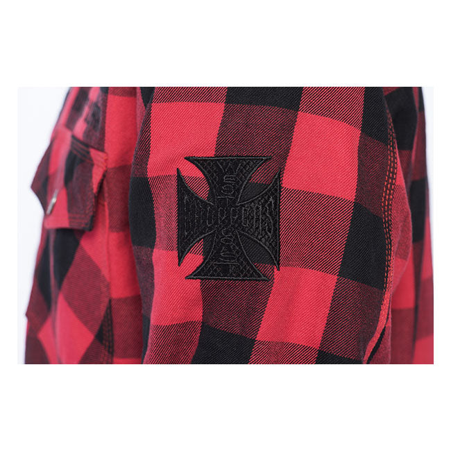 West Coast Choppers "Dominator" Riding Flannel Shirt - Red & Black Shirts West Coast Choppers
