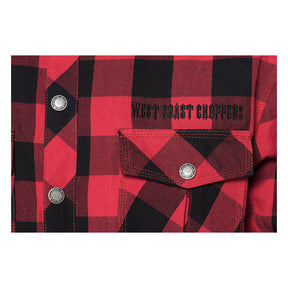 West Coast Choppers "Dominator" Riding Flannel Shirt - Red & Black Shirts West Coast Choppers
