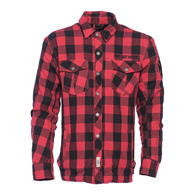 West Coast Choppers "Dominator" Riding Flannel Shirt - Red & Black Shirts West Coast Choppers S