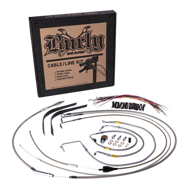 Burly Bagger bar cable/line kit 15" APEHANGER CABLE/LINE KITS Burly Brand