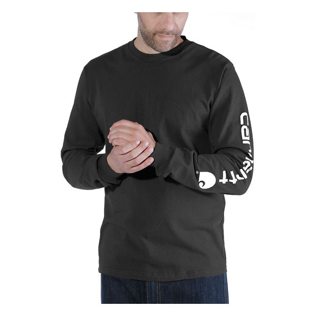 Carhartt Sleeve Logo Long Sleeve, Black T-Shirt Long Sleeve Carhartt