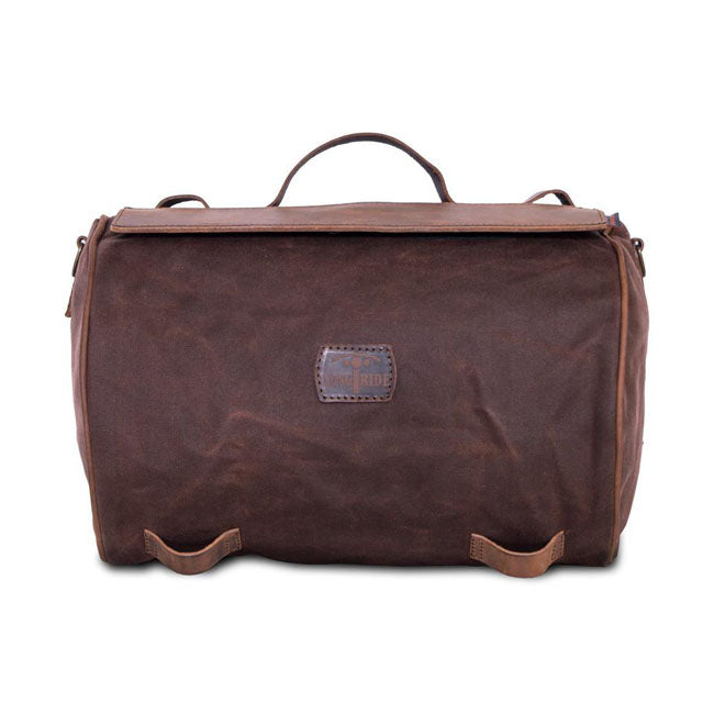 Long Ride, Roll Bag Waxed Cotton Narrow. Brown Wax Touring Luggage Longride