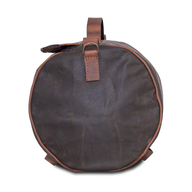 Long Ride, Roll Bag Waxed Cotton Narrow. Khaki Wax Touring Luggage Longride