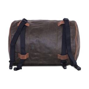 Long Ride, Roll Bag Waxed Cotton Narrow. Khaki Wax Touring Luggage Longride