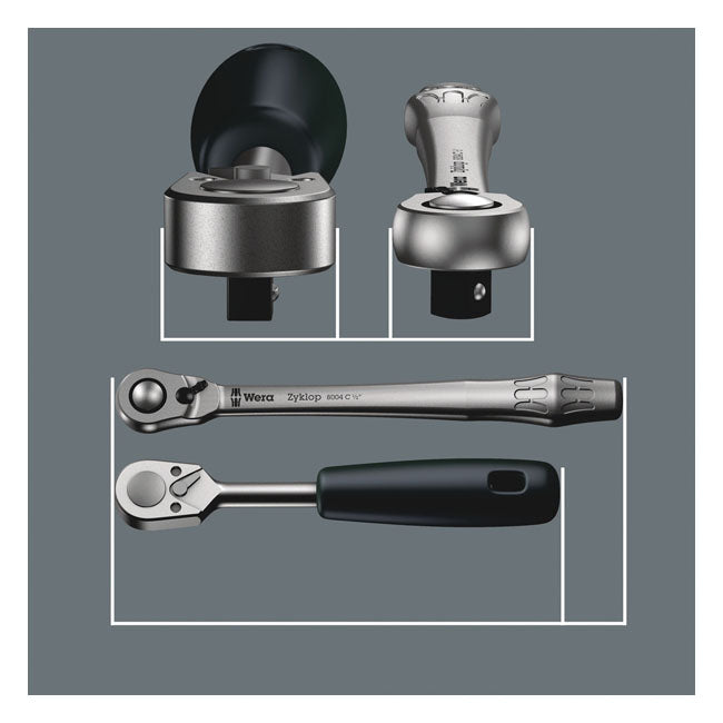 Wera Zyklop metal ratchet switch kit 3/8" drive - US sizes TOOLS SOCKET SET Wera