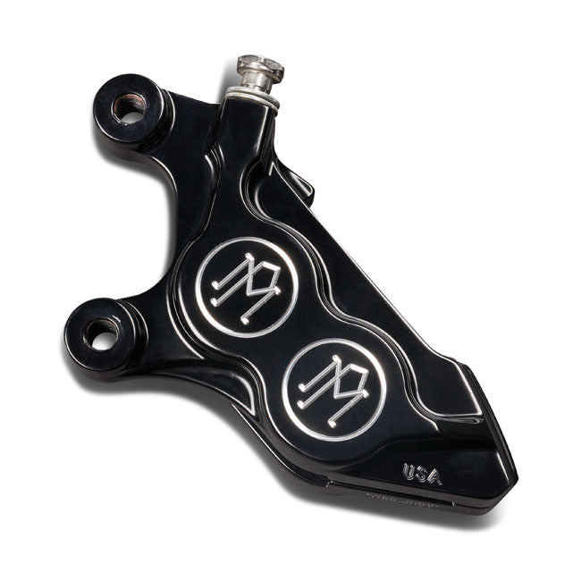 4 Piston Direct Bolt-On Front Caliper Left, Contrast Cut - Touring & Softail & Sportster Brake Calipers Performance Machine
