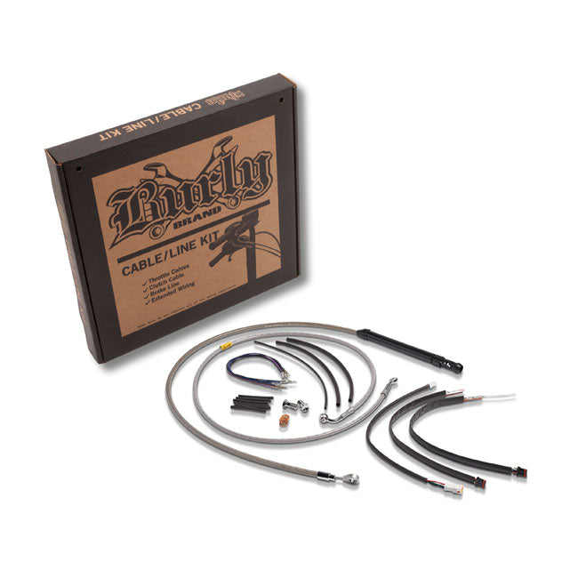 Burly Brand Stainless Steel Control Kit For 14" Gorilla Handlebars Apehanger Cable/Line Kits Burly Brand
