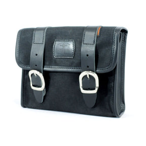 Longride, ''Mini'' Waxed Cotton Saddlebag. Black Touring Luggage Longride