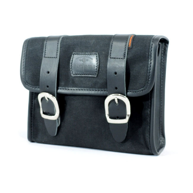 Longride, ''Mini'' Waxed Cotton Saddlebag. Black Touring Luggage Longride