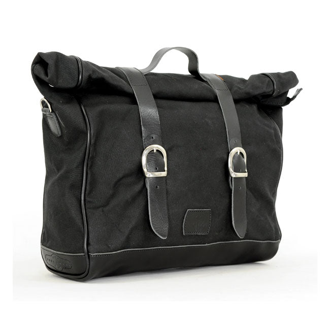Longride, ''Old Chopper'' Waxed Cotton Saddlebag. Black Touring Luggage Longride
