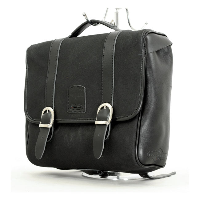 Longride, ''Classic'''' Waxed Cotton Saddlebag. Black Touring Luggage Longride