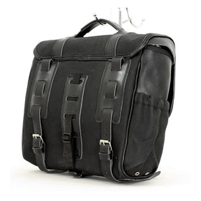 Longride, ''Classic'''' Waxed Cotton Saddlebag. Black Touring Luggage Longride