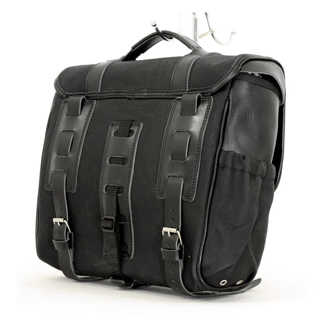 Longride, ''Classic'''' Waxed Cotton Saddlebag. Black Touring Luggage Longride
