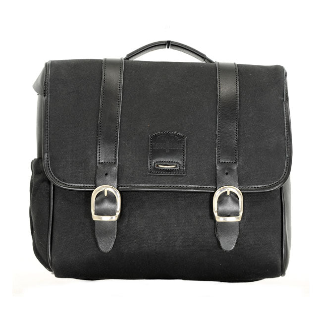 Longride, ''Classic'''' Waxed Cotton Saddlebag. Black Touring Luggage Longride