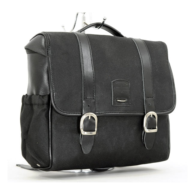 Longride, ''Classic'''' Waxed Cotton Saddlebag. Black Touring Luggage Longride