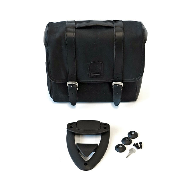 Longride, Click On Classic Saddlebag Waxed Cotton. Black Touring Luggage Longride