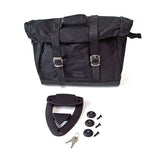 Longride, Click On Old Chopper Saddlebag Waxed Cotton. Black Touring Luggage Longride