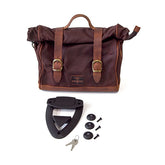 Longride, Click On Old Chopper Saddlebag Waxed Cotton. Brown Touring Luggage Longride