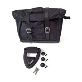 Longride, Click On Old Chopper Saddlebag Waxed Cotton. Black Touring Luggage Longride