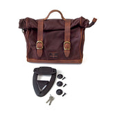 Longride, Click On Old Chopper Saddlebag Waxed Cotton. Brown Touring Luggage Longride