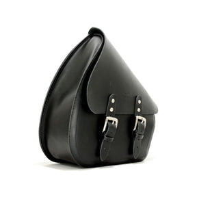 Longride, Swingarm Bag. Smooth, Black Leather. 11.6 Liter Touring Luggage Longride