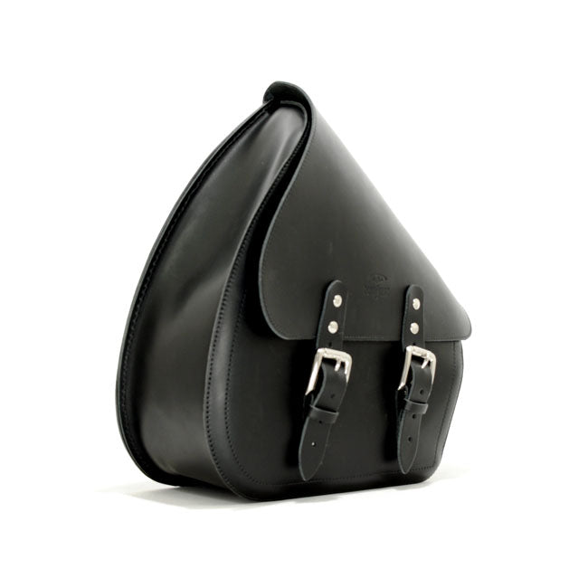 Longride, Swingarm Bag. Smooth, Black Leather. 11.6 Liter Touring Luggage Longride