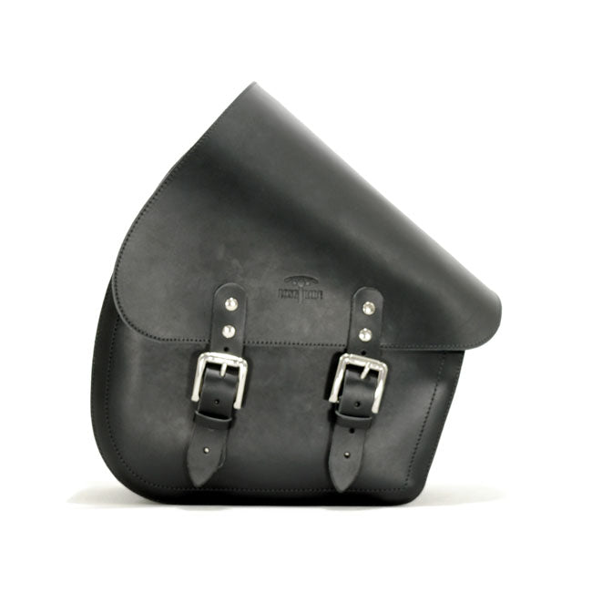 Longride, Swingarm Bag. Smooth, Black Leather. 11.6 Liter Touring Luggage Longride